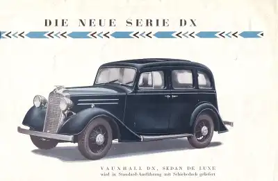 Vauxhall DX Sedan und Sedan de Luxe Prospekt ca. 1935