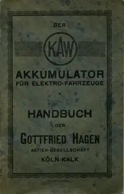 Hagen Handbuch für Elektrofahrzeuge 1927