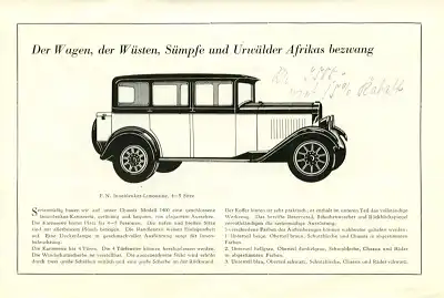 FN Typ 1400 6/30 PS Prospekt ca. 1928