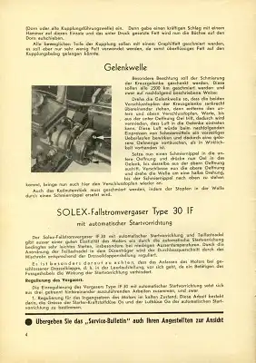Service Bulletin Opel 1931-1936 Nr. 3 1937