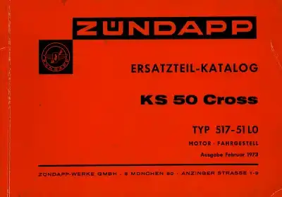 Zündapp KS 50 Cross Ersatzteilliste 2.1973