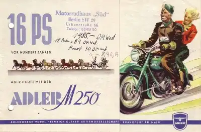 Adler Motorrad M 250 Prospekt 1953