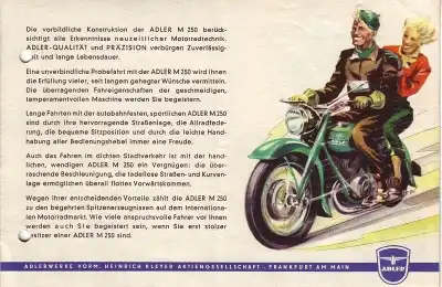 Adler Motorrad M 250 Prospekt 1953