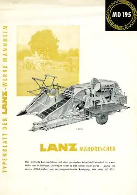 Lanz Mähdrescher MD 195 Prospekt 1950er Jahre