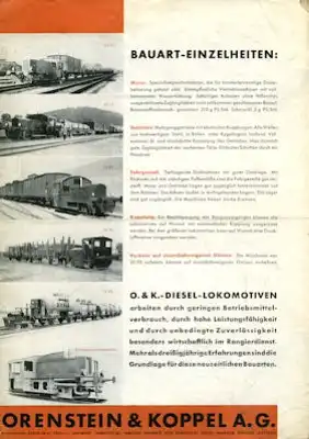 O. & K. Diesel Lokomotiven Prospekt 1930er Jahre