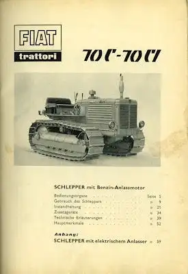 Fiat Kettenschlepper 70C und 70CI Bedienungsanleitung 1961