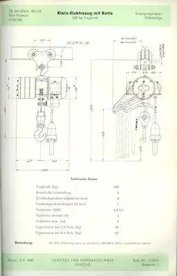 IFF Katalog Hebezeuge und Fördermittel Teil 1 DDR 1960