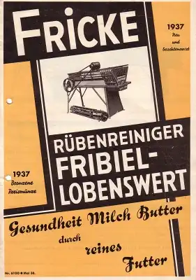Fricke Rübenreiniger Prospekt 1937