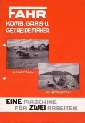 Fahr Komb. Gras- u. Getreidemäher Prospekt 1937