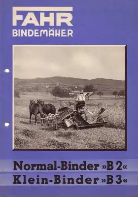 Fahr Bindermäher B 2 und B 3 Prospekt 1937