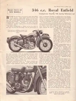 Royal Enfield Bullet 346cc. Test 1950