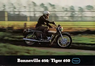 Triumph Bonneville 650 + Tiger 650 Prospekt ca. 1975