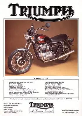 Triumph Bonneville USA Prospekt 1986