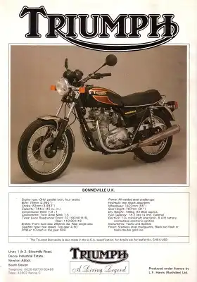 Triumph Bonneville UK Prospekt 1986