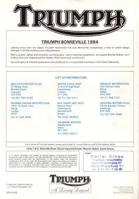 Triumph Bonneville UK Prospekt 1986