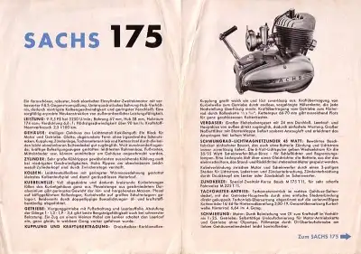 Sachs 175 ccm Motoren Prospekt 4.1953