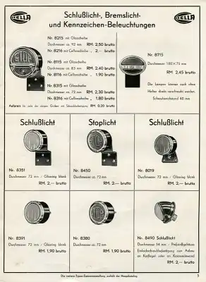 Hella Katalog Auszug 1930er Jahre