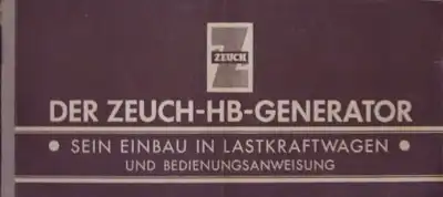 Zeuch Generator Prospekt ca. 1940