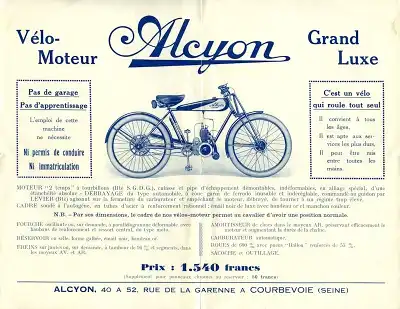 Alcyon velo moteur Prospekt 1930er Jahre