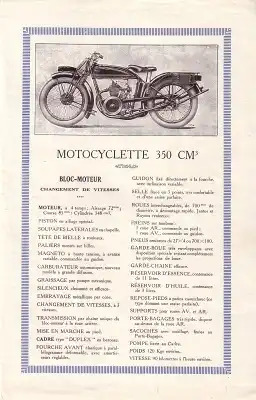 Peugeot 175 und 350 ccm Prospekt ca. 1927
