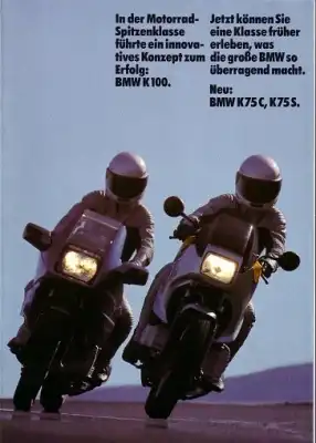 BMW K 100, neu: K 75 C, K 75 S Prospekt 1986