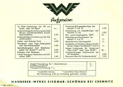 Wanderer Preisliste 12.1936