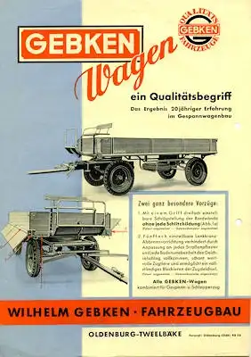 Gebken Gespannwagen Prospekt ca. 1950