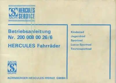 Hercules Fahrrad Bedienungsanleitung 1980er Jahre