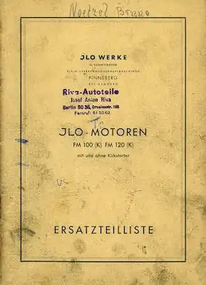 Ilo FM 100 120 Ersatzteilliste 1950