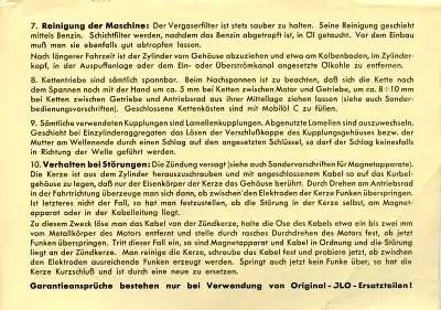 Ilo 1 Zylinder Kurz-Bedienungsanleitung 8.1938