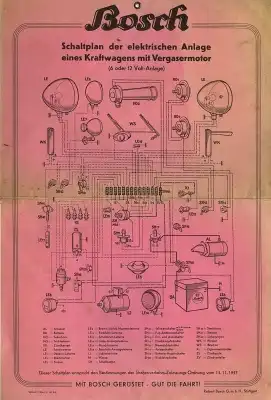 Bosch Schaltplan der elektrischen Anlage 1939