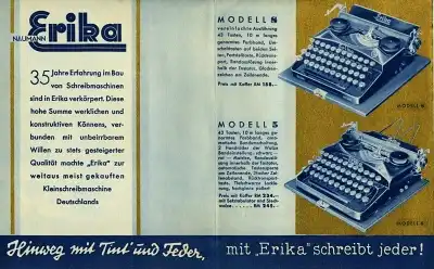 Seidel & Naumann Schreibmaschine Erika Prospekt 1930er Jahre
