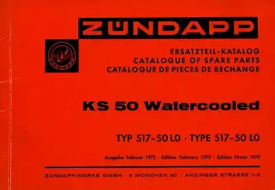 Zündapp KS 50 watercooled Ersatzteilliste 2.1973