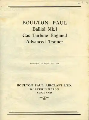 Balliol Aircraft Programm ca. 1948