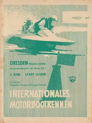 Programm Motorbootrennen Dresden 1.6.1958