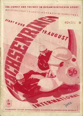 Programm Int. Sachsenringrennen 19.8.1956