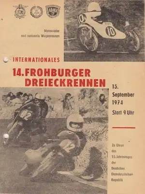 Programm 14. Froburger Dreieckrennen 1974