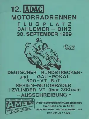 Programm + Ausschreibung Dahlemer-Binz 1989