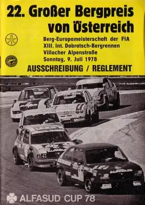 Ausschreibung 22. Bergpreis von Östereich 1978