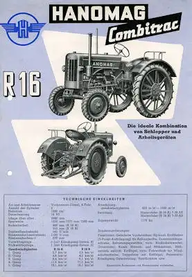 Hanomag Combitrac R 16 Schlepper Prospekt 1950er Jahre