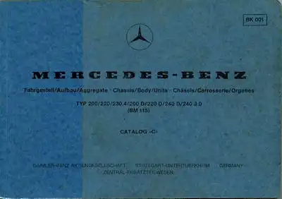 Mercedes-Benz 200-3,0D Ersatzteilliste 5.1978