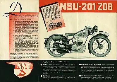 NSU 201 ZDB Prospekt 1937 / 38
