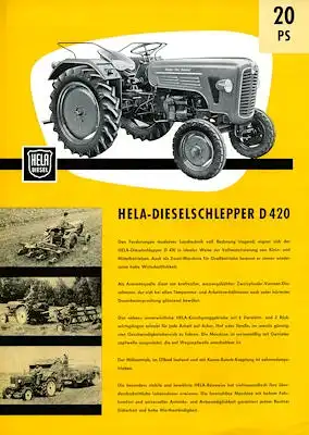 Lanz / Aulendorf Hela D 420 Prospekt 1950er Jahre