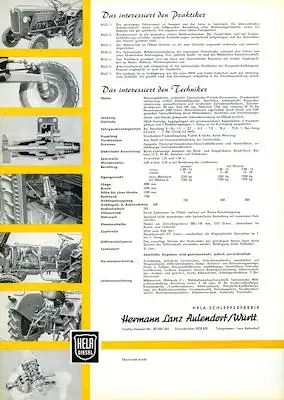 Lanz / Aulendorf Hela D 420 Prospekt 1950er Jahre