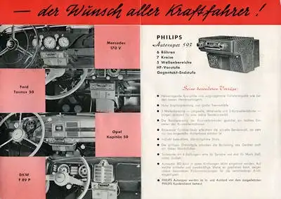 Autoradio Philips Typ 593 Prospekt 1951