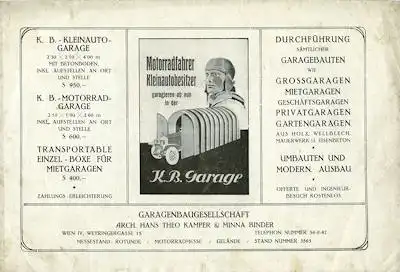 KB Garage Prospekt 1920er Jahre