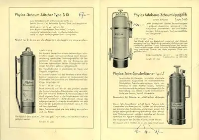 Phylax Feuerlöscher Prospekt 1950
