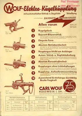 Wolf / Rosswein i. SA. Elektrokupplung Prospekt 1930er Jahre