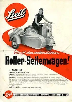 Steib Roller Seitenwagen Prospekt 1950er Jahre