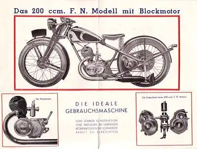 FN 200 ccm Prospekt brochure ca.1931